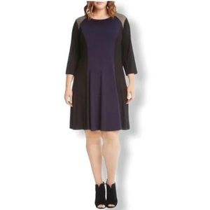 Karen Kane Colorblock Suede Shoulder Dress